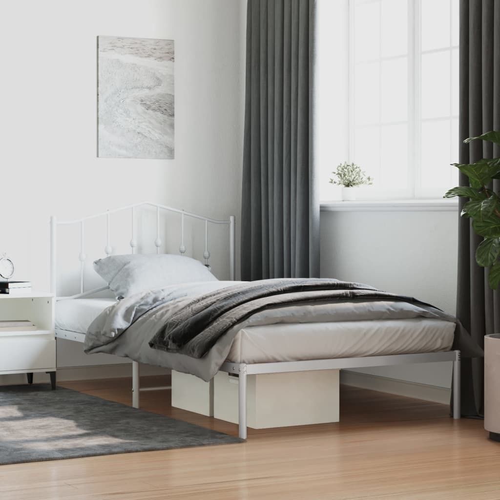 Maison Exclusive - Bettgestell mit Kopfteil Metall Weiß 107x203 cm