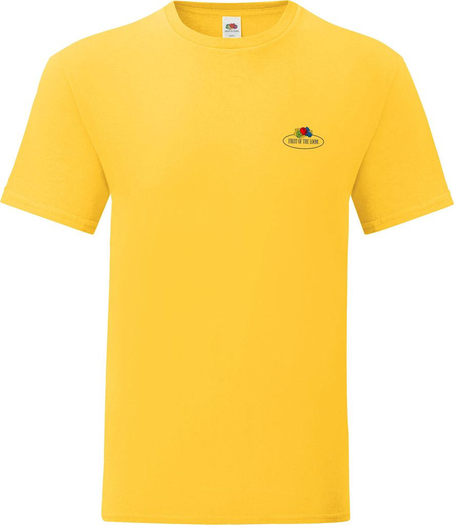 Fruit of the Loom Iconic 150 T-Shirt mit Vintage-Logo auf der Brust Farbe: sonnenblumengelb - Vintage-Logo klein Größe: L