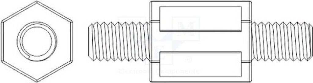 10x Distanzmuffe mit Gewinde L: 5mm Distanzhülsen aus Kuntoff sechskant M3