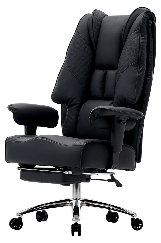 Schwerlast Bürostuhl 180kg - XXL Chefsessel Ergonomisch, 14cm Taschenfederkern, Schreibtischstuhl Kunstleder Hohe Rückenlehne für Home Office (S...