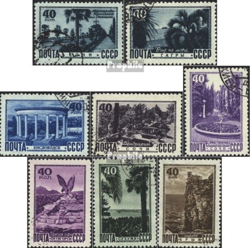 Briefmarken Sowjetunion 1948 Mi 1301-1308 (kompl.Ausg.) gestempelt Kurorte im Kaukasus und Krim
