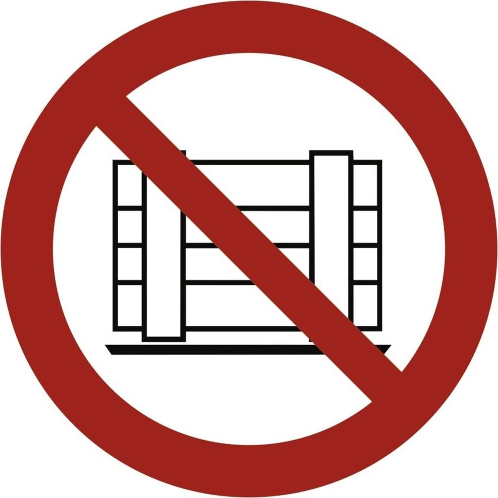 Abstellen oder Lagern verboten ISO 7010 Folie Ø 200 mm.