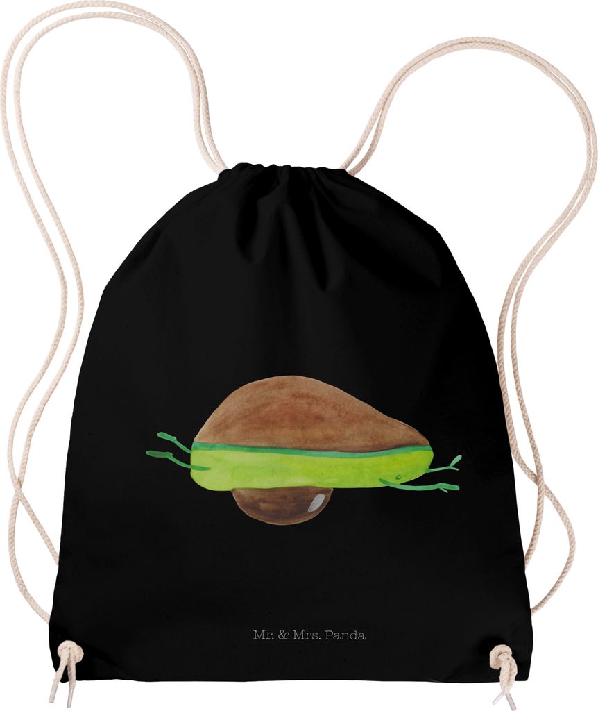 Mr. & Mrs. Panda Jutebeutel Avocado Yoga - Schwarz - Geschenk, leichtrucksack, Humor, Bauch, Haha, gym tasche, Hilfe, Säckchen, rucksack, Sportbeu...