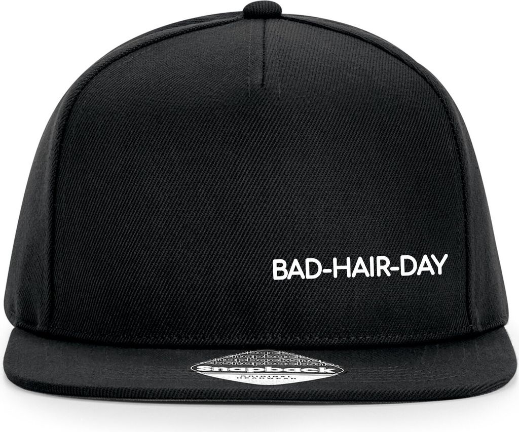 Huuraa Cappy Mütze Bad Hair Day Schriftzug Black Polyester Snapback Kappe Geschenkidee