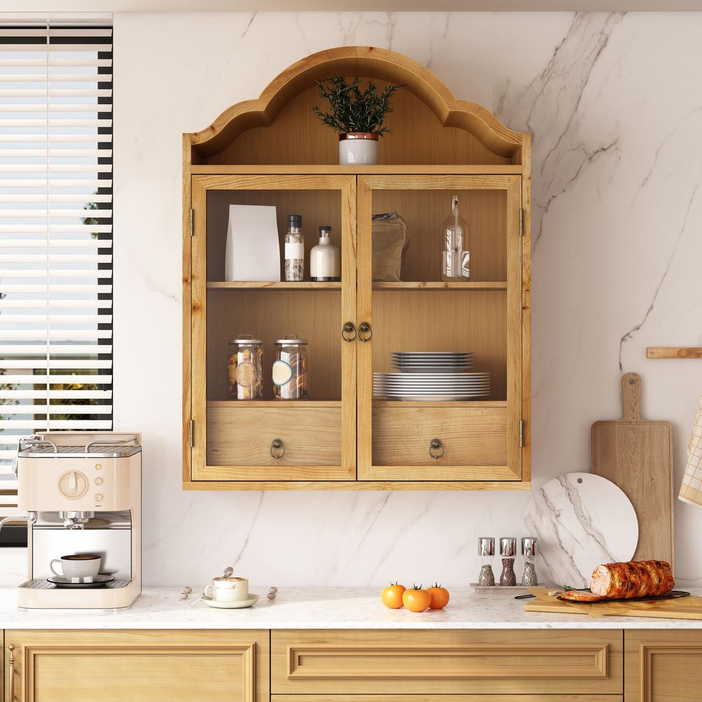 MODFU Retro Wandschrank mit geschwungenem Wellendach, Produktbild 