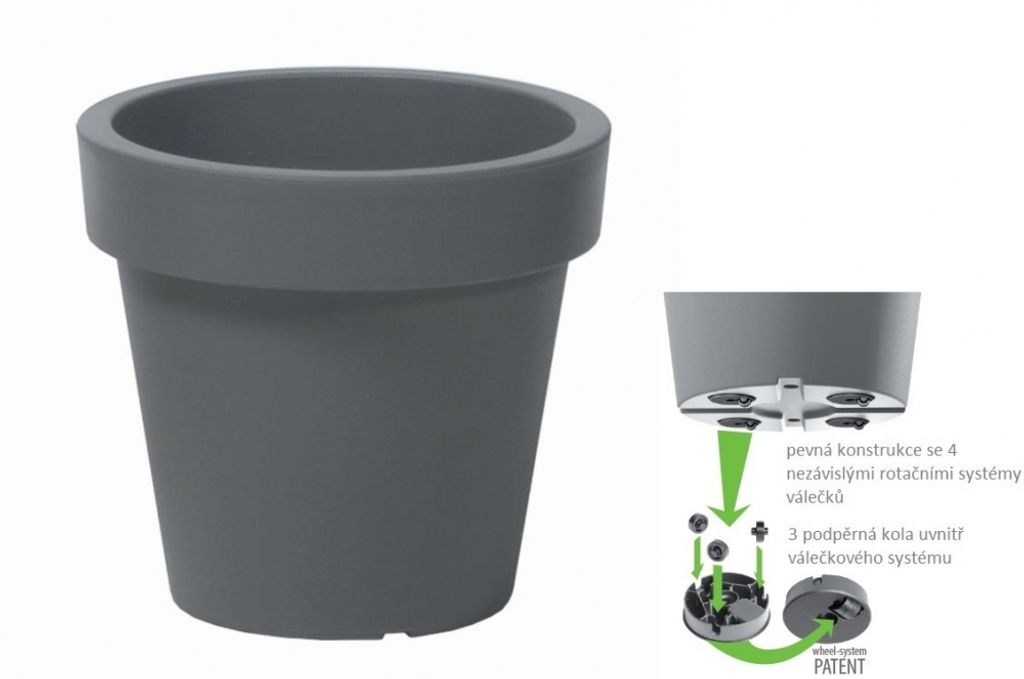 Květináč LOFLY + kolečka 58,2 cm - šedý kámen Obrázek produktu 
