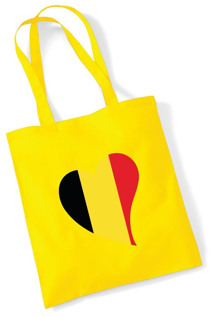 Huuraa Jutebeutel Belgien Flagge Herz 10 Liter Yellow Baumwolle Tasche Geschenkidee