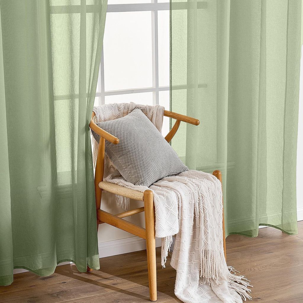 Set aus 2 Transparenten Voile Gardinen