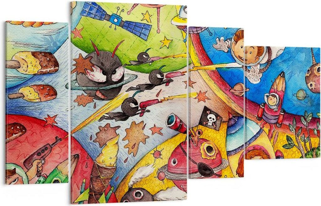 Bild auf Leinwand - Leinwandbild - Kind Raum Raumschiff Eis - 120x70cm - Wand Bild - Wanddeko - Leinwanddruck - Bilder - Kunstdruck - Wanddekoratio...