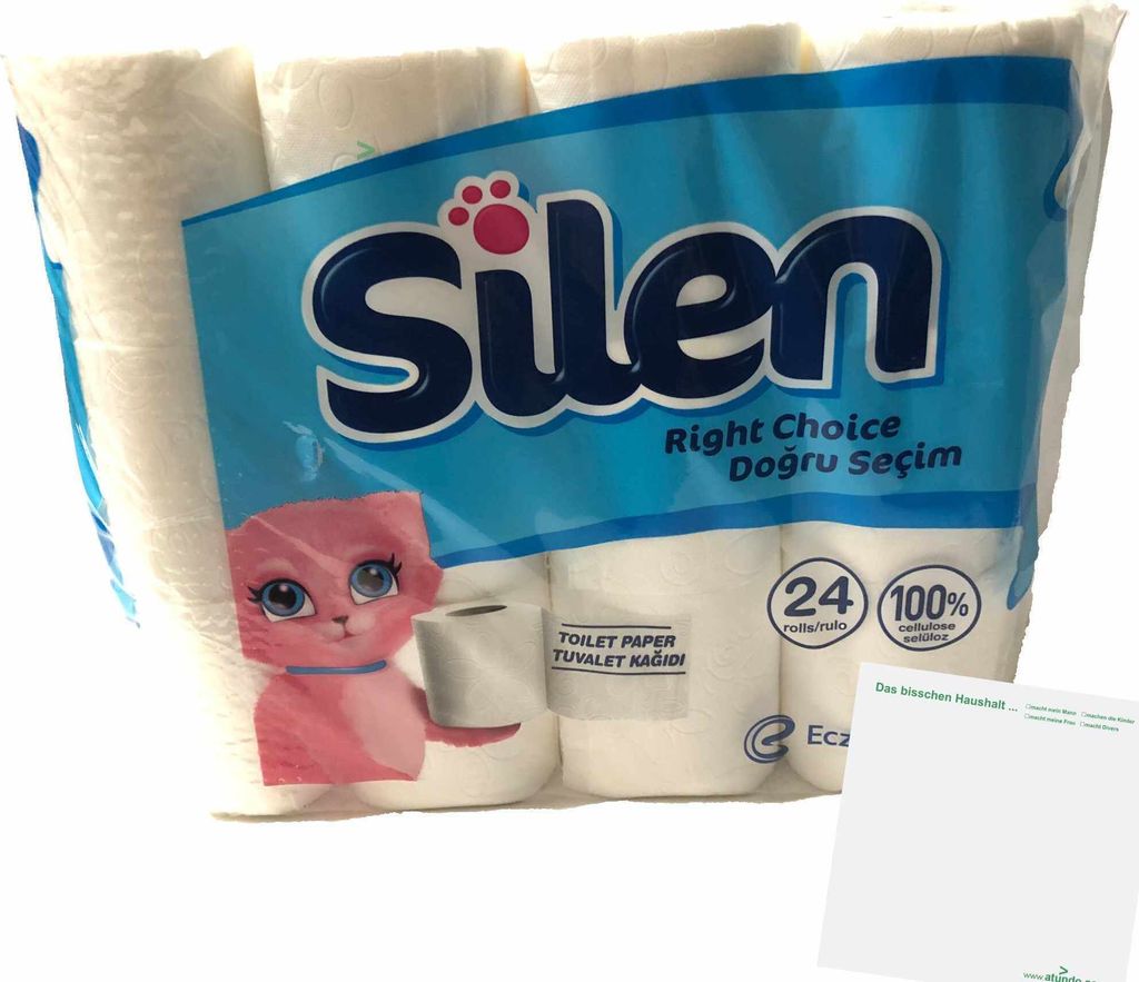 Silen Toilettenpapier Tuvalet Kagidi 24 Rollen, ca.150 Blatt + usy Block