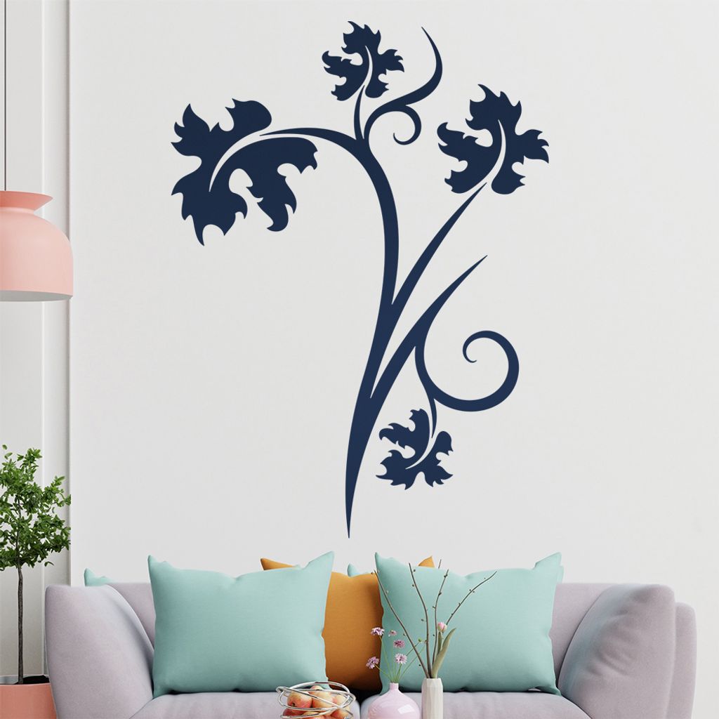 Blätter - Linien Wandtattoo in 6 Größen - Wandaufkleber Wall Sticker - Dekoration, Küche, Wohnzimmer, Schlafzimmer, Badezimmer