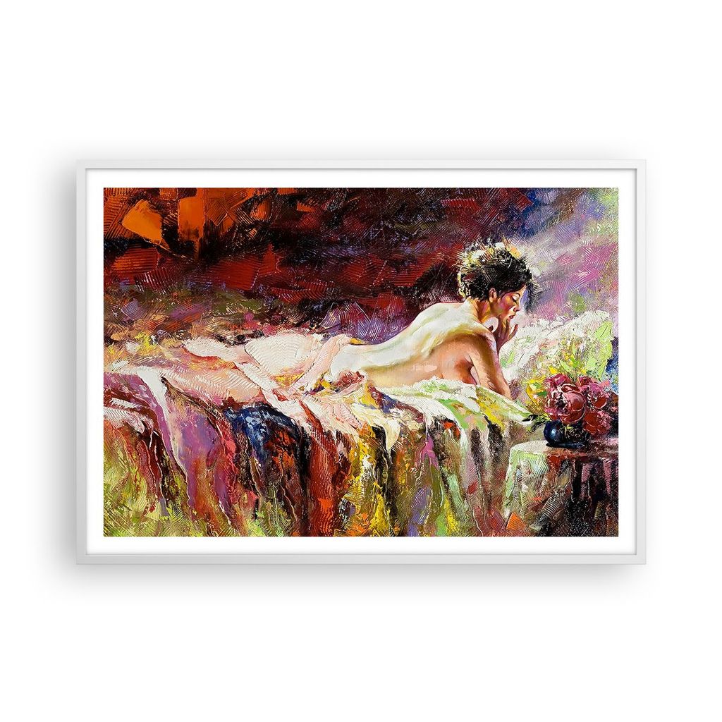 Gerahmtes Poster - Weißer Rahmen - Frau Modell - 100x70 cm - Wand Bild - Wanddeko - Wandbilder - Kunstposter - Wandposter - Bilderrahmen - Bilder ...