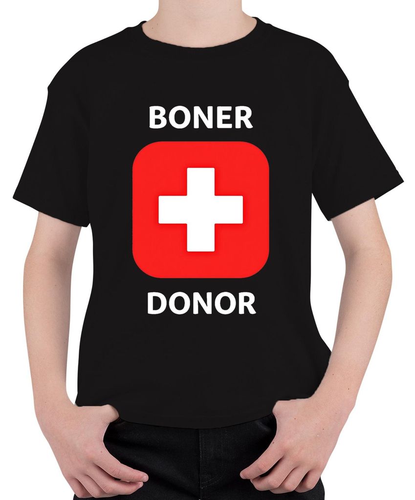 Boner Donor Lustig Geschenk Junggesellenabschied Gag Humor Uni Kinder T-Shirt, Schwarz, 140