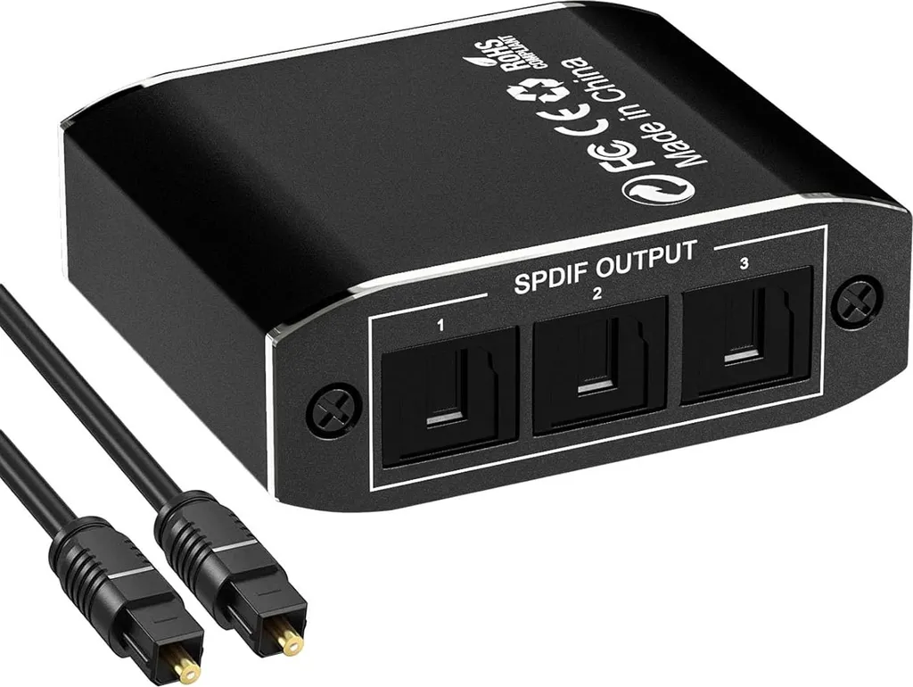 Répartiteur SPDIF Toslink 1 Entrée vers 3 Sorties pour Son Digital