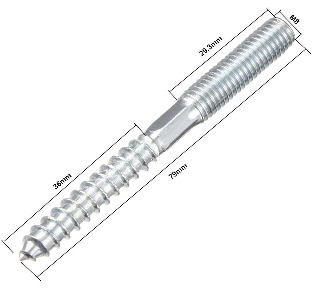 8 Stš¹ck M8 Aufh?nger Schrauben L?nge 3-1/8"(79mm) Doppelkopfschrauben Selbstschneidende Ersatz 8 mm Holzgelenk M?belbeine