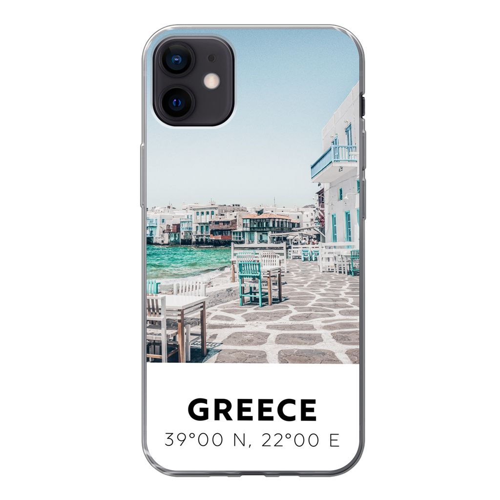 MuchoWow Handyhülle Schutzhülle Hülle für iPhone 12 mini Griechenland - Meer - Blau Silikon Softcase Handy Hülle - Bild