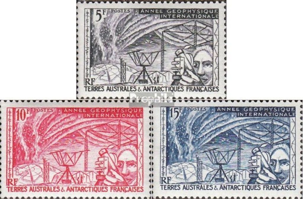 Briefmarken Französ. Gebiete Antarktis 10-12 (kompl.Ausg.) Jahrgang 1957 komplett postfrisch 1957 Geophysikalisches Jahr