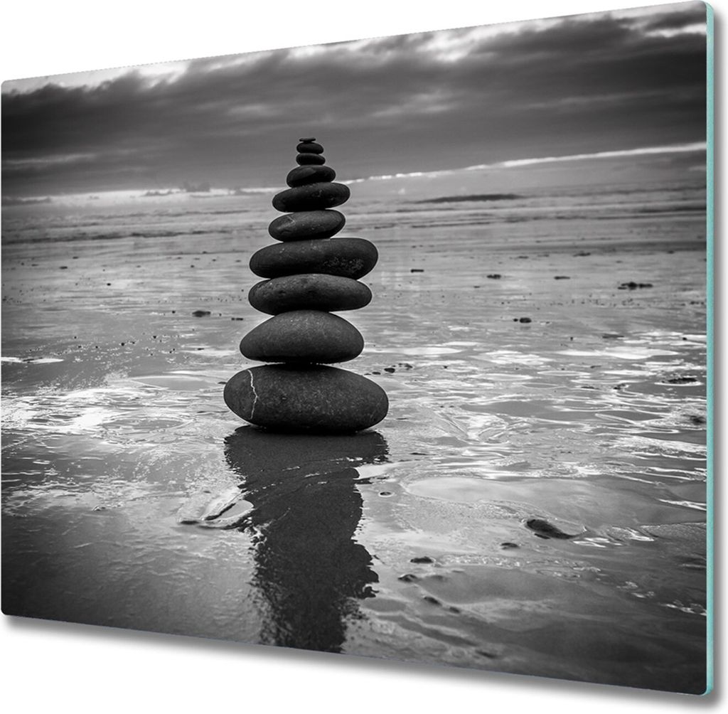 Glas Herdabdeckplatte 60x52 cm Spritzschutz Glasabdeckplatte Schneidebrett Steine balancieren