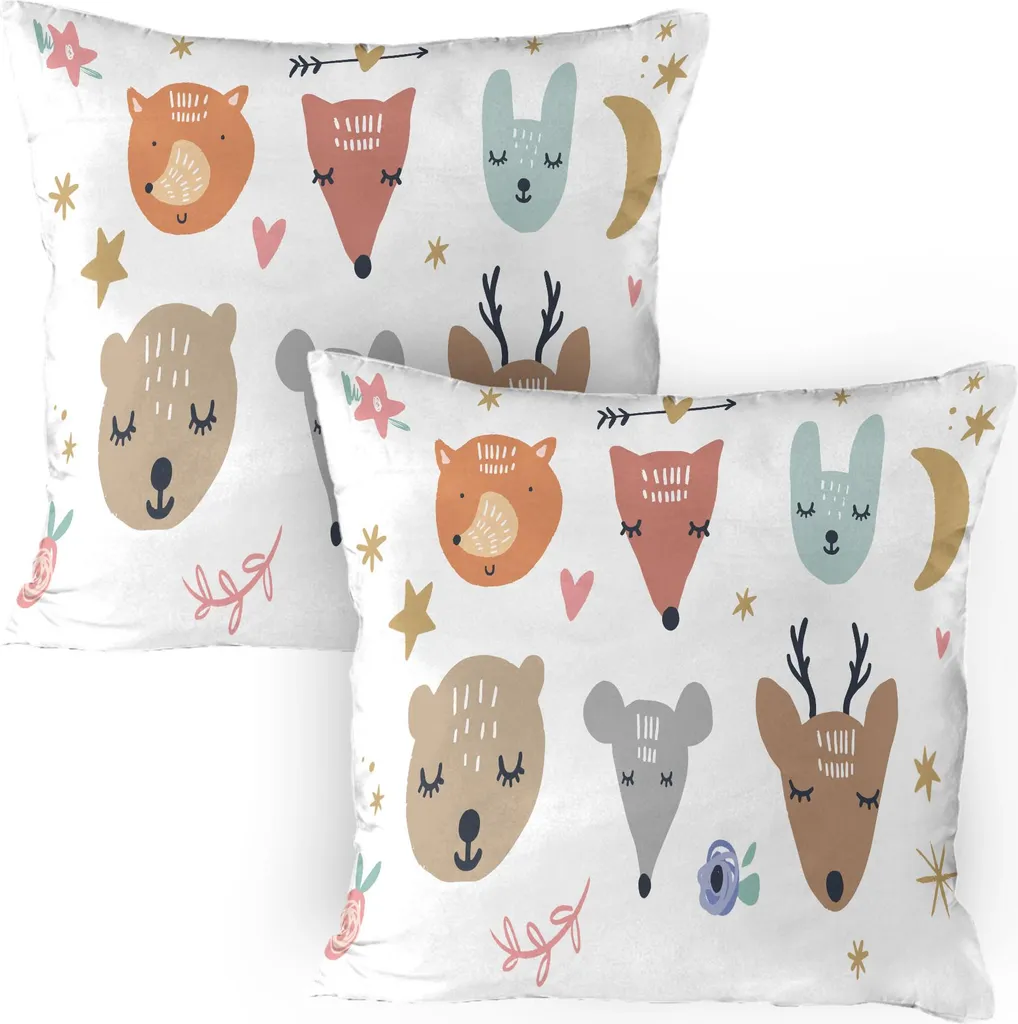 Set 2 Federe 80x80 ABAKUHAUS per Cameretta: Animali Scandinavi Sicuri