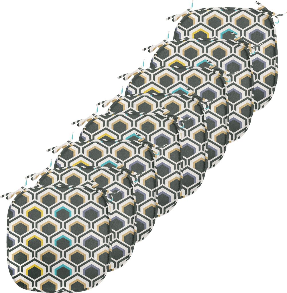 ABAKUHAUS Geometrisch Polster für Esszimmerstühle, Hexagonal Overlapping, Dekoratives wasserfestes Kissen mit Riemen für Küchensitze, 40 cm x 4...