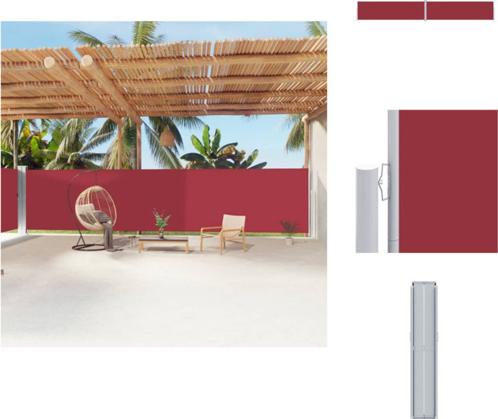 vidaXL Seitenmarkise Ausziehbar Rot 180x1200 cm - Sonnenschirme & Sonnenschutze
