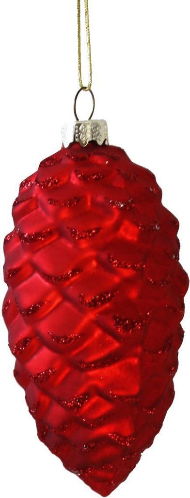 440s Tannenzapfen-Hänger aus Glas Rot