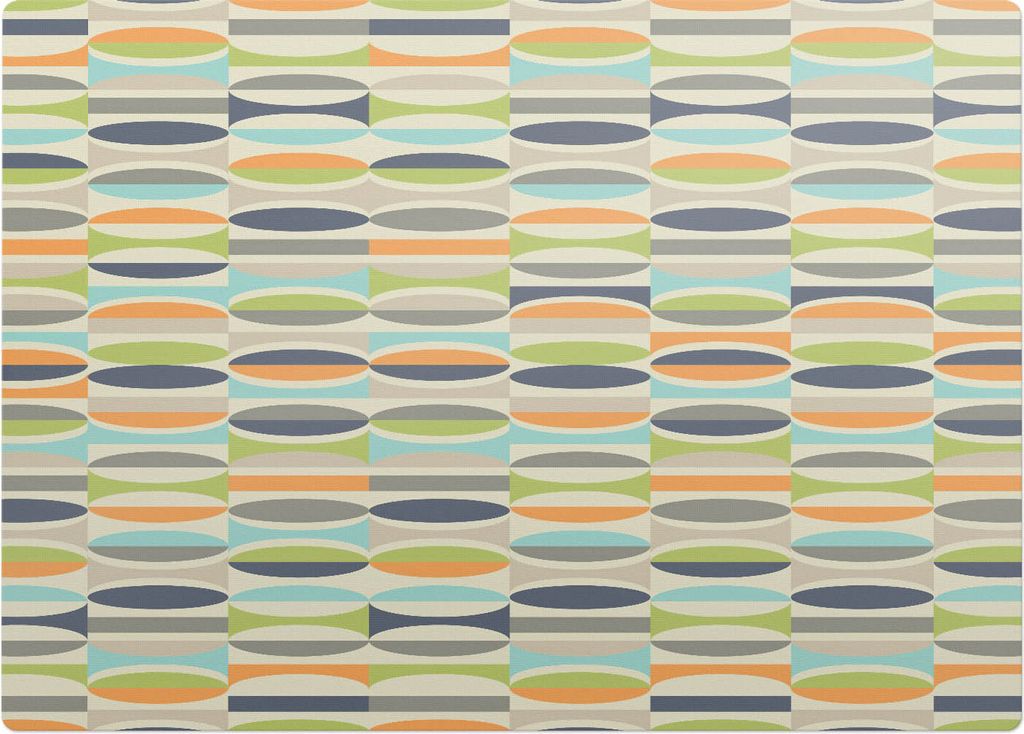 Ovales Retro-Muster – Bodenschutzmatte – Stuhlunterlage 140x100 cm – Rutschfest – Hartbodenmatte