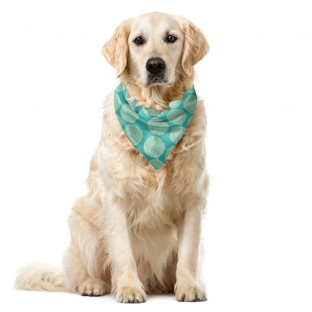 ABAKUHAUS Blumen Haustier Bandana, Abstrakte modernes Laub, 40x40 cm, Türkis und Creme