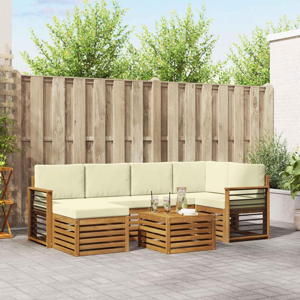 "Neues Produkt" Sofagarnituren - CLORIS - Terrassen-Sofa - 7 pcs - Natur und Creme Massivholz Akazie - Modern Gartensofas V2083