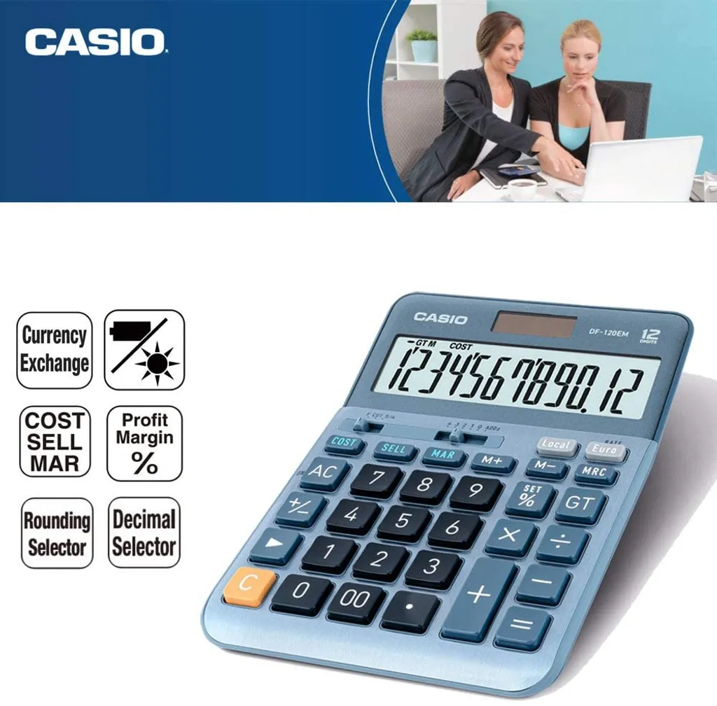 Calculatrice Professionnelle Casio DF-120EM Bleue pour Comptabilité - 6