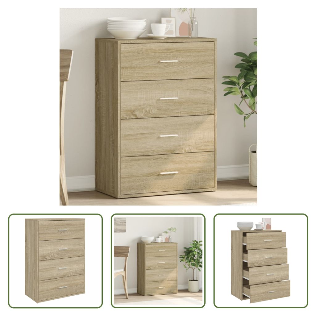 The Living Store Sideboard Sonoma-Eiche 60x31x84 cm Holzwerkstoff