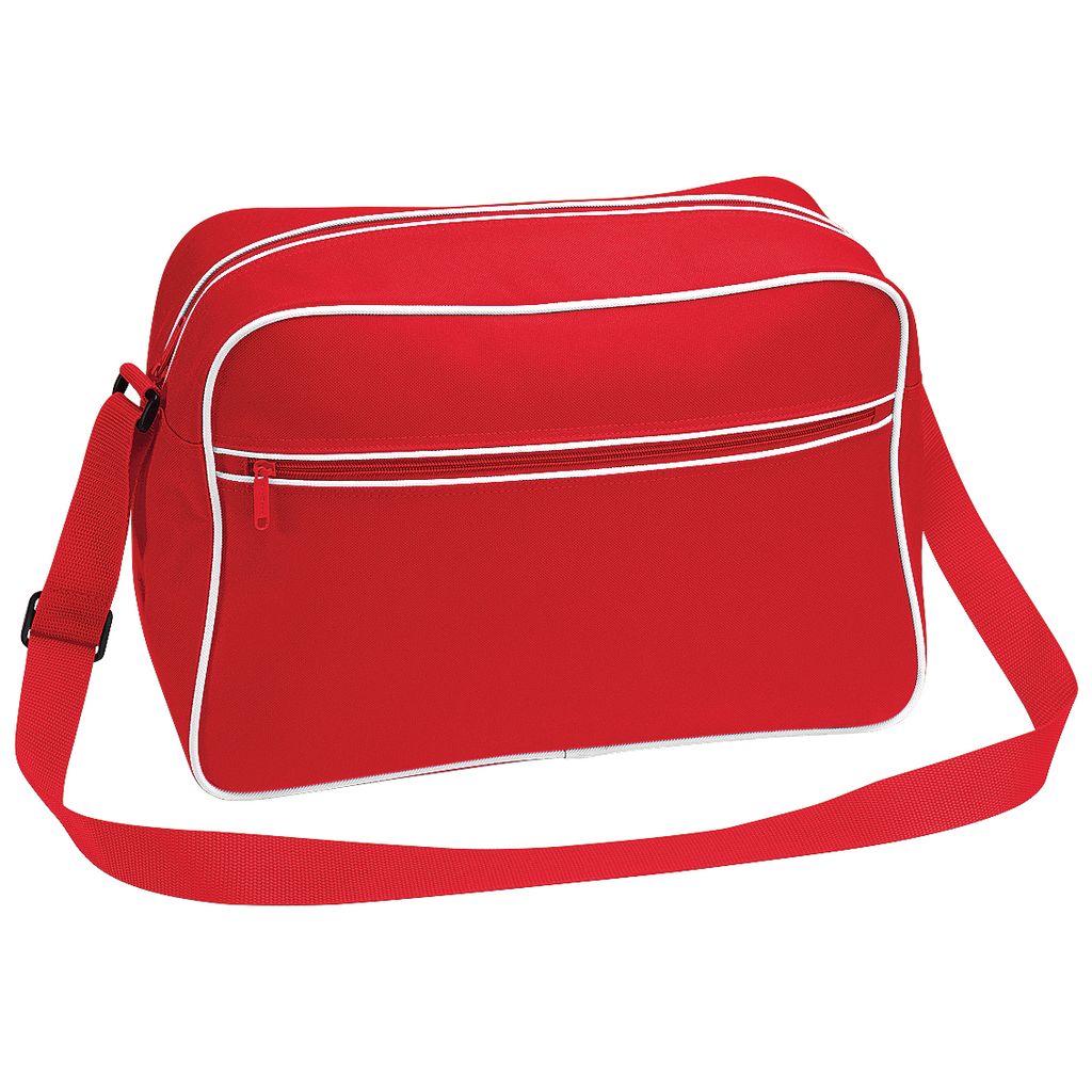 BagBase BG14 | Retro Shoulder Bag / Umhängeasche | 40 x 28 x 18 cm - Farbe: Classic Red/White - Größe: 40 x 28 x 18 cm