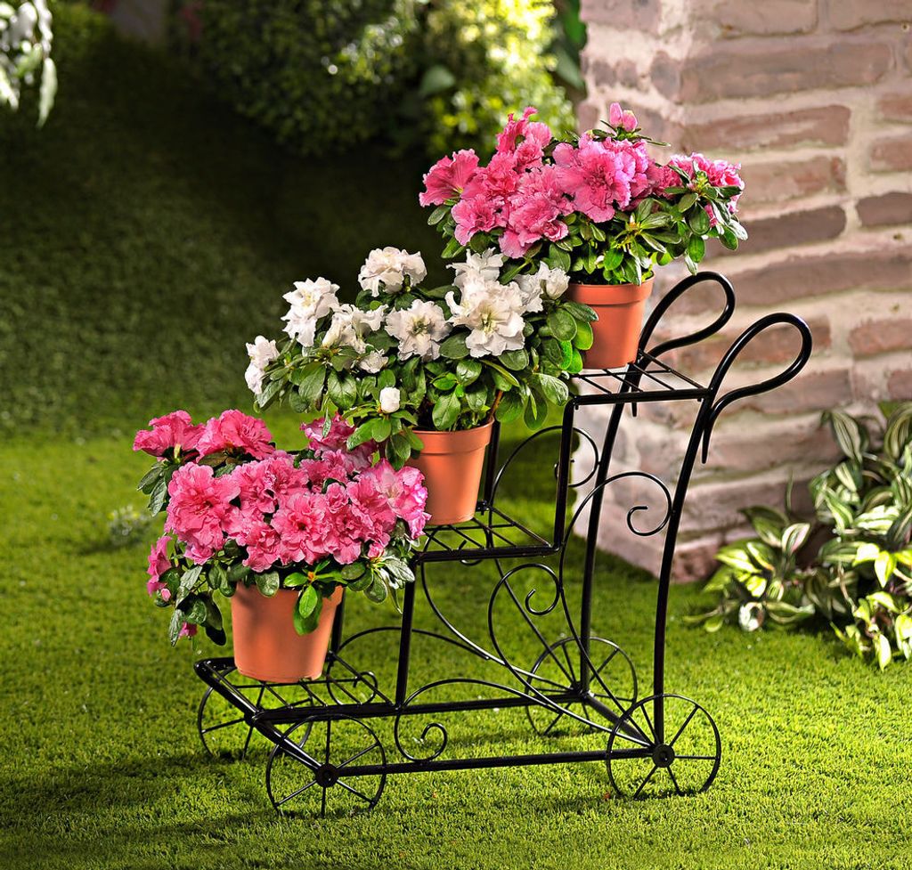 Eisen Blumenwagen fahrbar - ca. 50x50x25 cm