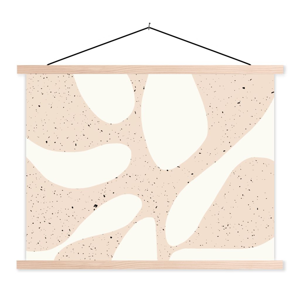 MuchoWow Textilposter Pflanzen - Abstrakt - Rosa - Pastell 60x45 cm mit holzfarbenen Rahmen - Bild