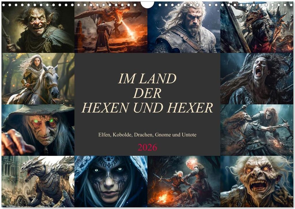 Im Land der Hexen und Hexer (Wandkalender 2026 DIN A3 quer), CALVENDO Monatskalender