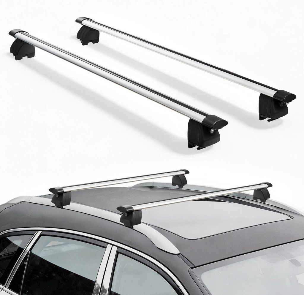 Dachgepäckträger Querträger - Universal Relingträger - 75 kg Tragkraft - Für bündige Dachreling 180–1035 mm - Abschließbar - Aluminium - S...