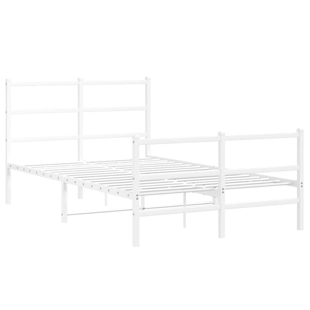 Bettgestell mit Kopf- und Fußteil Metall Weiß 120x190 cm
