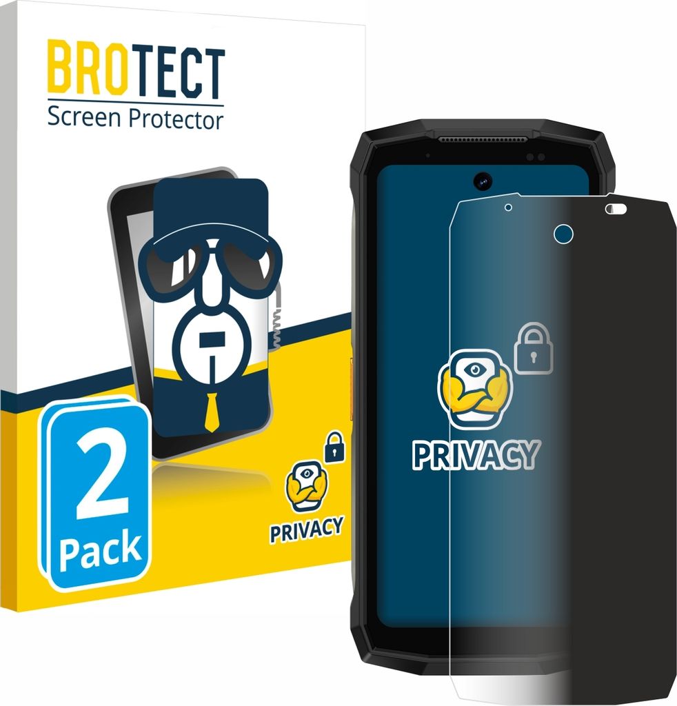 2x BROTECT Sichtschutzfolie für Ulefone Armor Mini 20 Pro Anti-Spy Privacy Sichtschutz Blickschutz Folie Blaulicht-Schutz