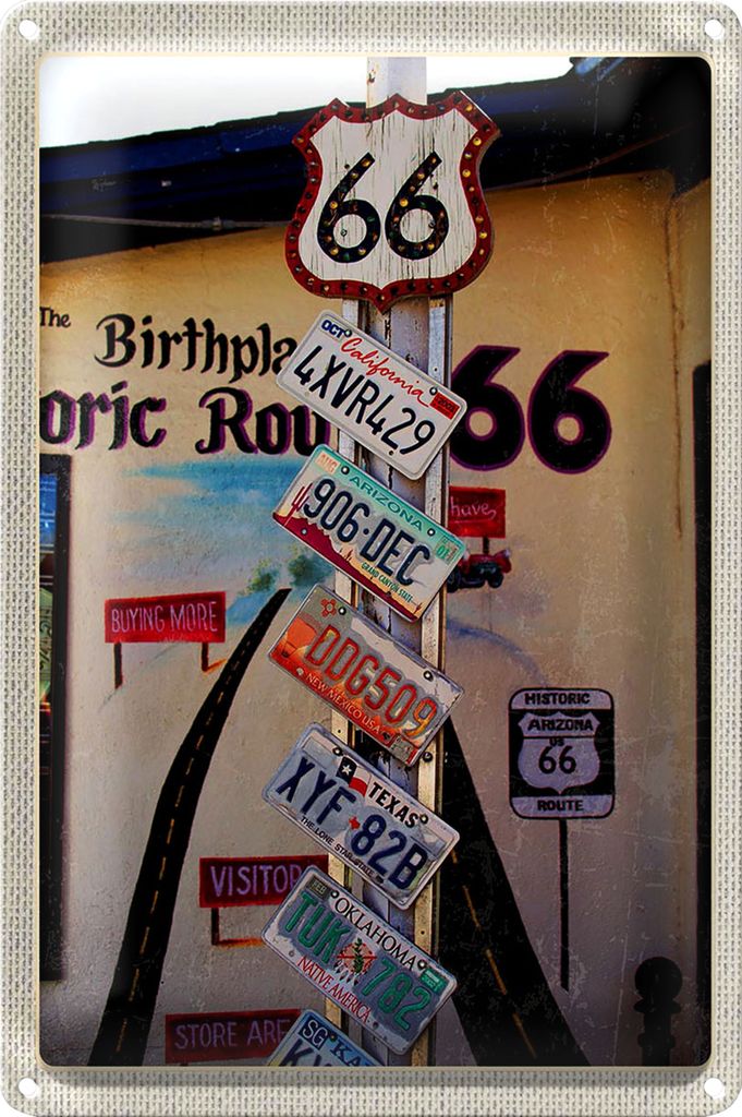 Blechschild Reise 18x12cm USA Amerika US Highway Route 66