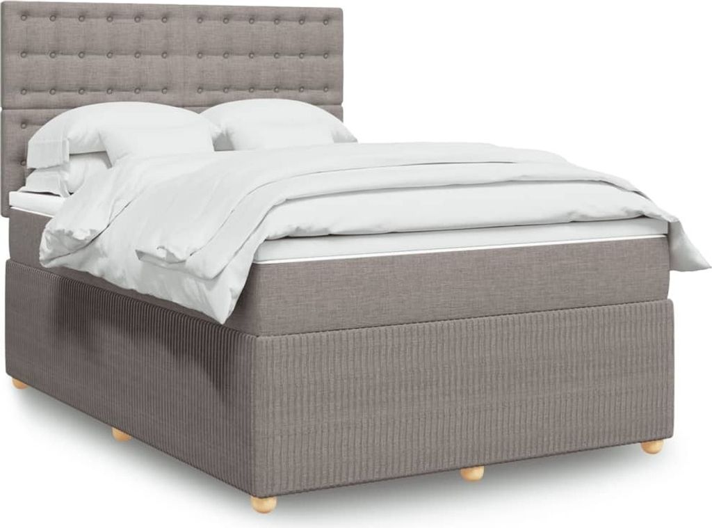 Boxspringbett mit Matratze Taupe 140x200 cm Stoff, Klassische Betten 2024 Neu DesignMöbel