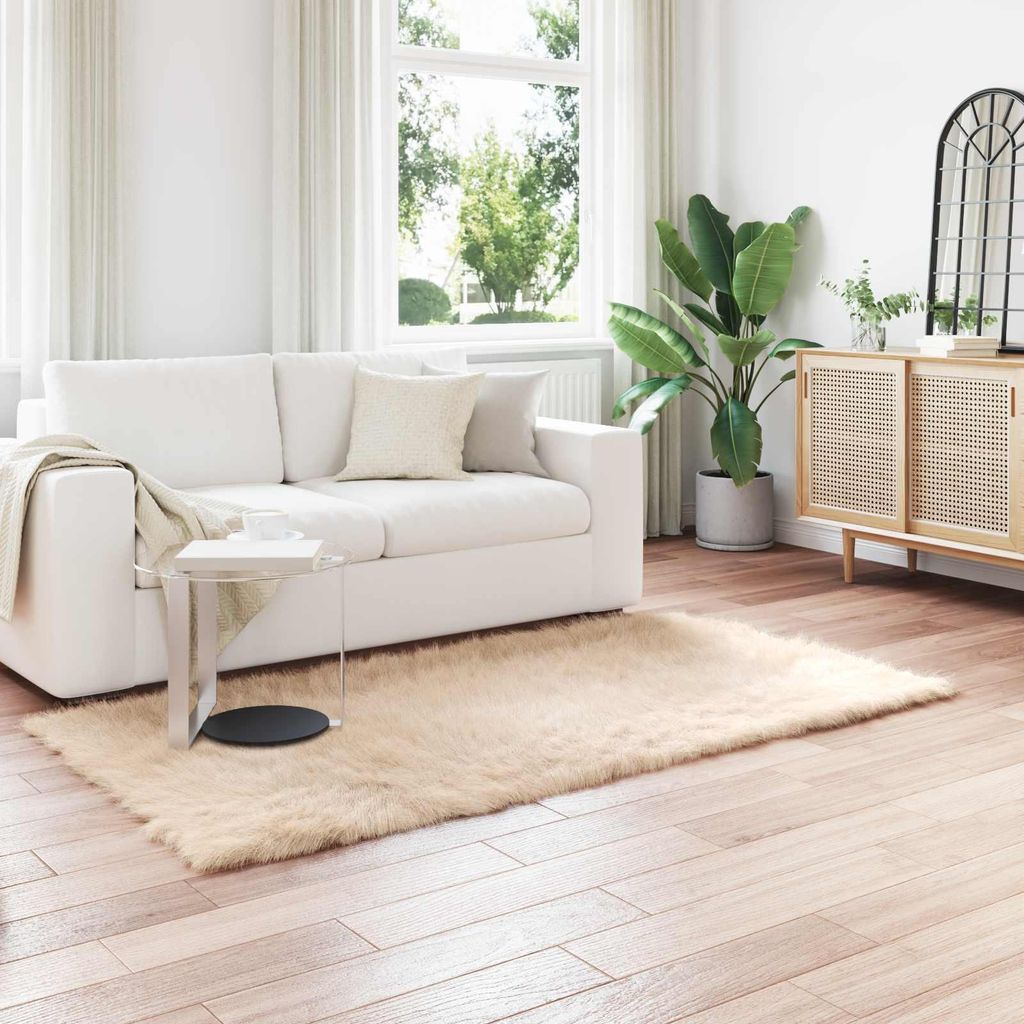 vidaXL Teppich aus Kunstschaffell TAFALLA Beige 80 x 200 cm Polyester