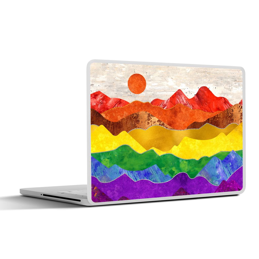 MuchoWow Laptop Aufkleber Sticker Cover Stolz - Regenbogen - Marmor 40x30 cm - Laptop Dekoration - Selbstklebend
