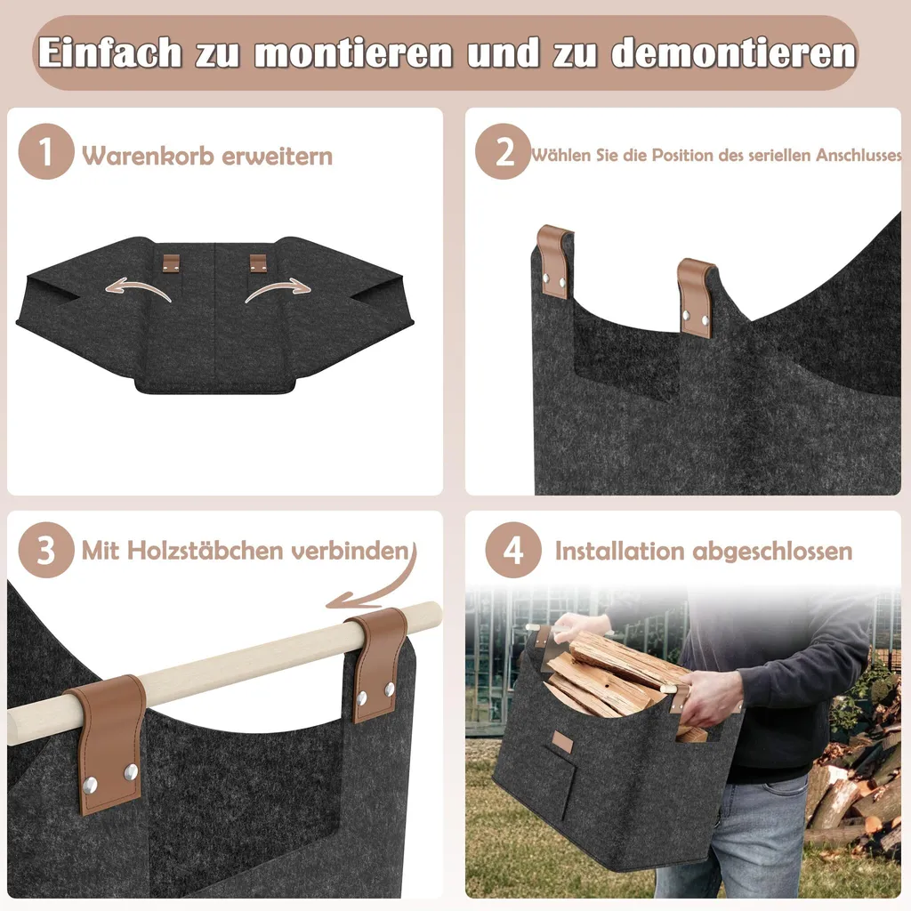 Fini les Rayures au Sol avec ce Panier à Bois de Chauffage en Feutre