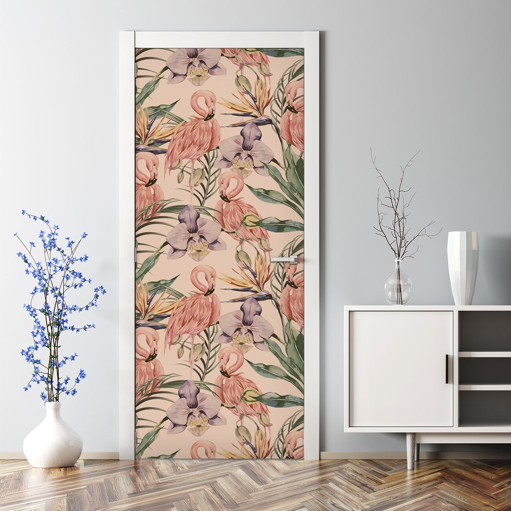Dekorative Türtapete Türposter Tür dekoration selbstklebend Türaufkleber Tropische Tierwelt 70 x 200 cm