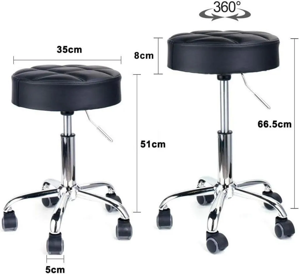 Tabouret à roulettes réglable noir Leader Accessories - 2