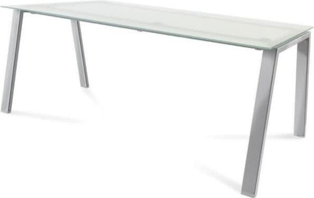 Schreibtisch Blanca BxTxH 180x80x73cm Gestell verchromt Platte Glas satiniert