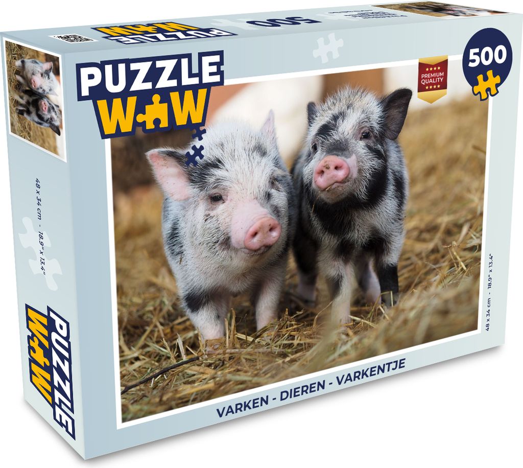 MuchoWow Puzzle 500 Teile Schwein - Tiere - Ferkel - 500 Teile - Kinder - Selberbauen - Puzzlespiele
