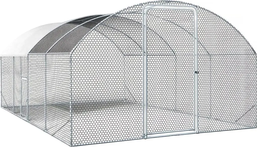 Enclos poulailler 15 m² dôme acier galvanisé 5x3m protection totale