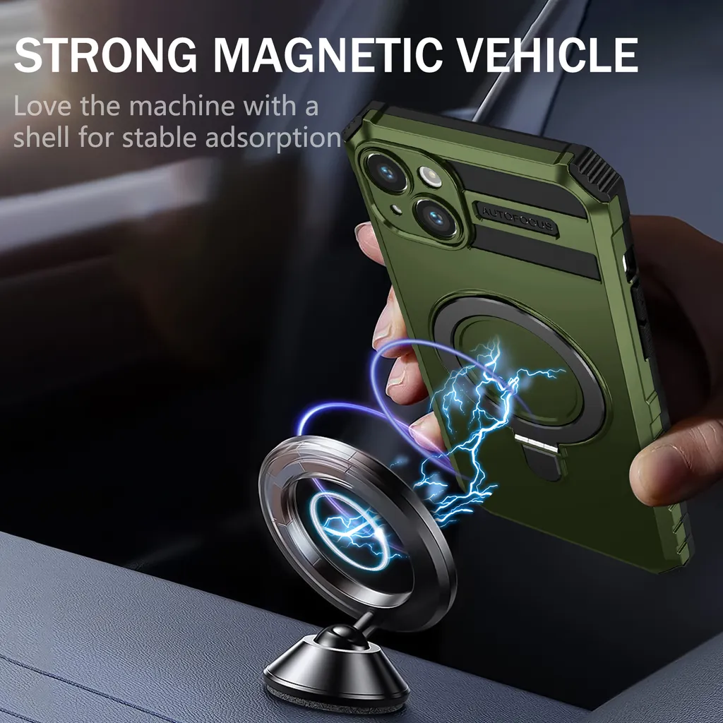 Custodia iPhone 15 Verde MagSafe con Anello: Design e Protezione - 5