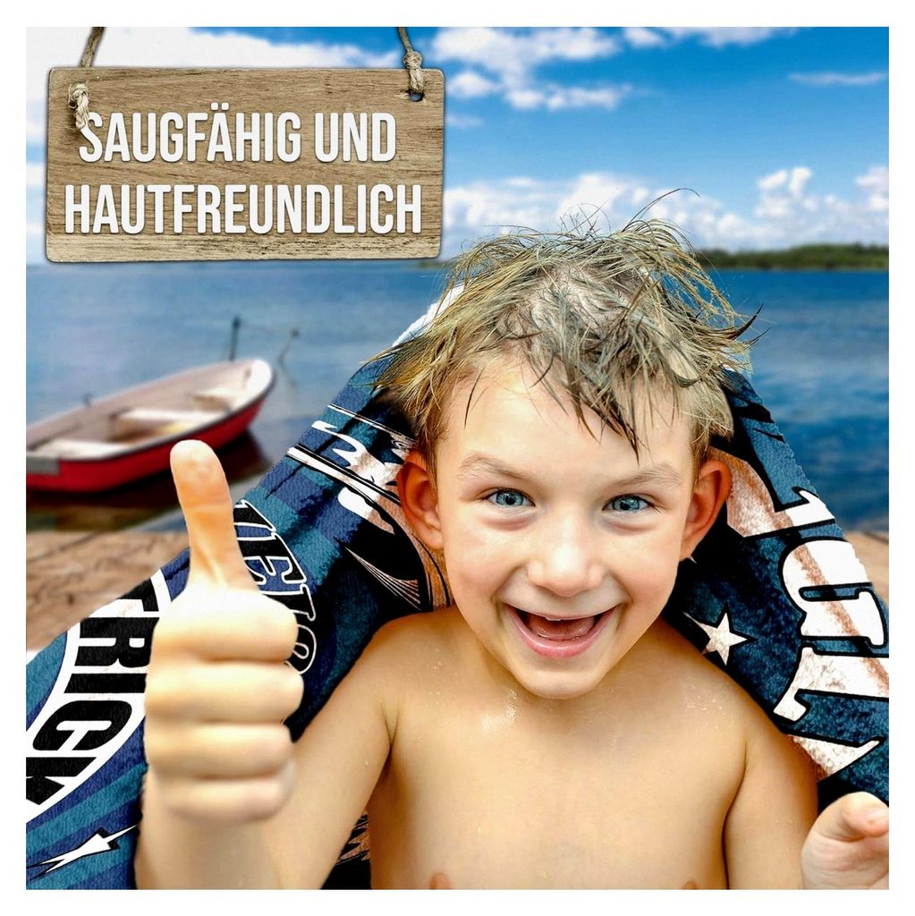 Personalisiertes Handtuch für Angler - Gestalten Sie mit Namen - Geschenkidee für Angler | Fotohandtuch, 140 x 70 cm